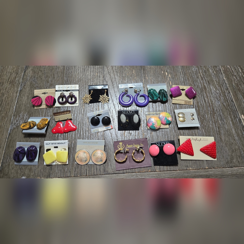 Vintage Retro 90s Pierced Earring Lot